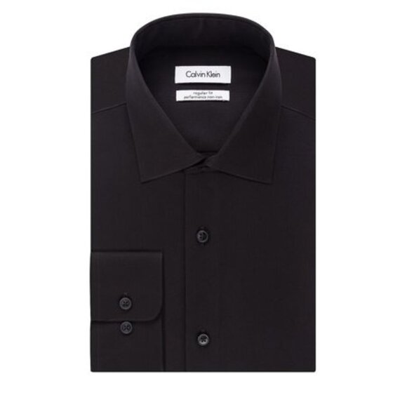 Calvin Klein Steel Men's Classic-Fit Non-Iron Performance Herringbone Dress Shir - Picture 1 of 6